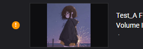 A work in the creator list with an orange exclamation badge beside its thumbnail, indicating it needs compiling